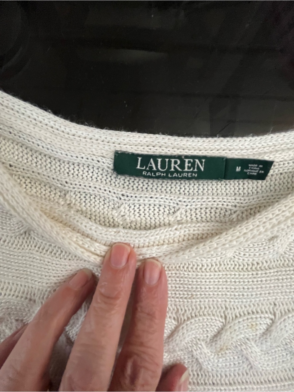 Ralph Lauren Cream Boatneck Cable Knit Sweater - Picture 6 of 7